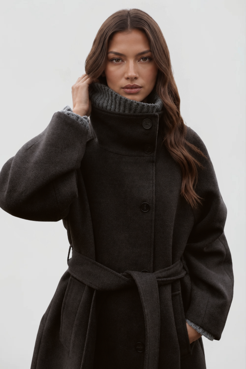 Adriana - wool coat with a belt
