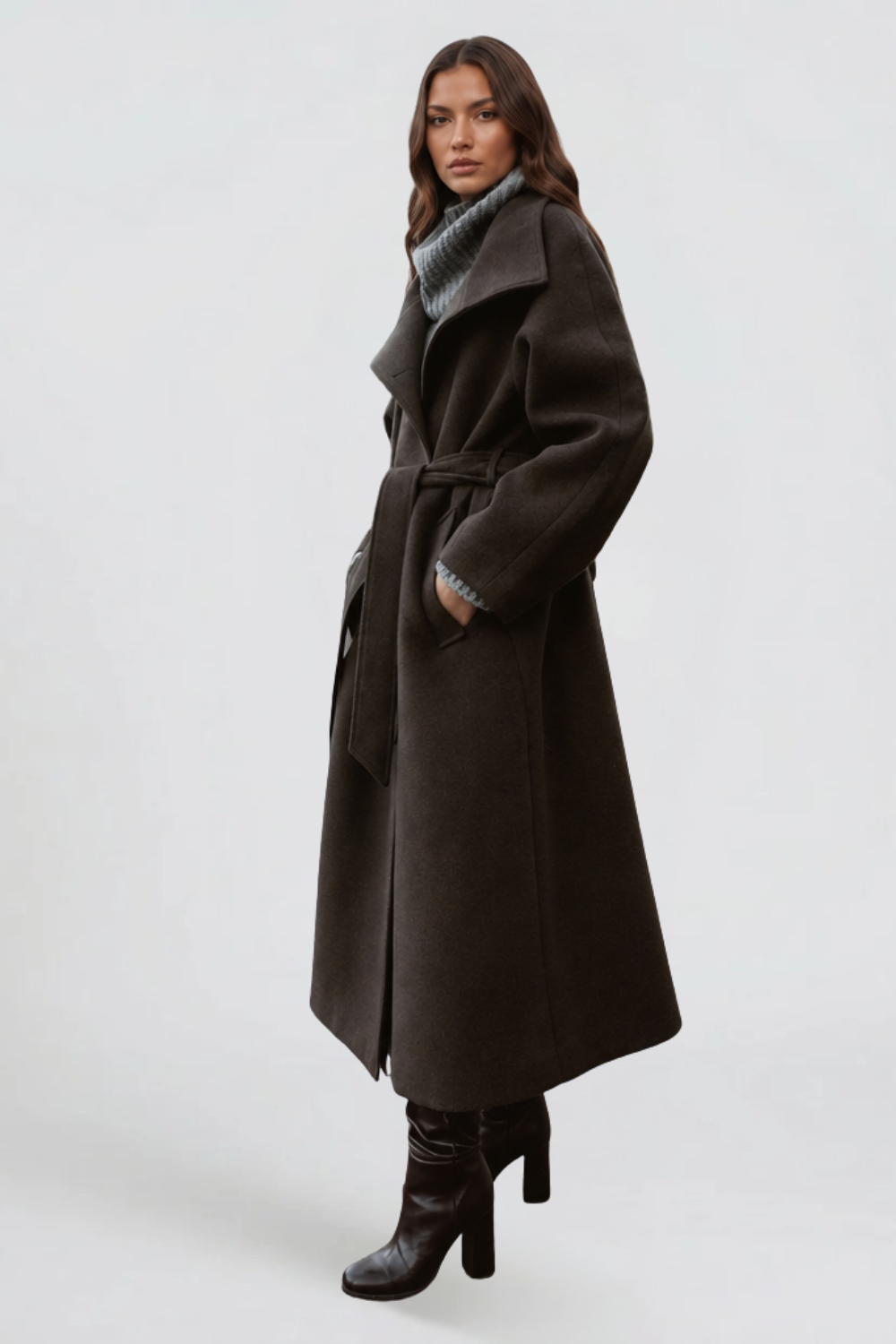 Adriana - wool coat with a belt