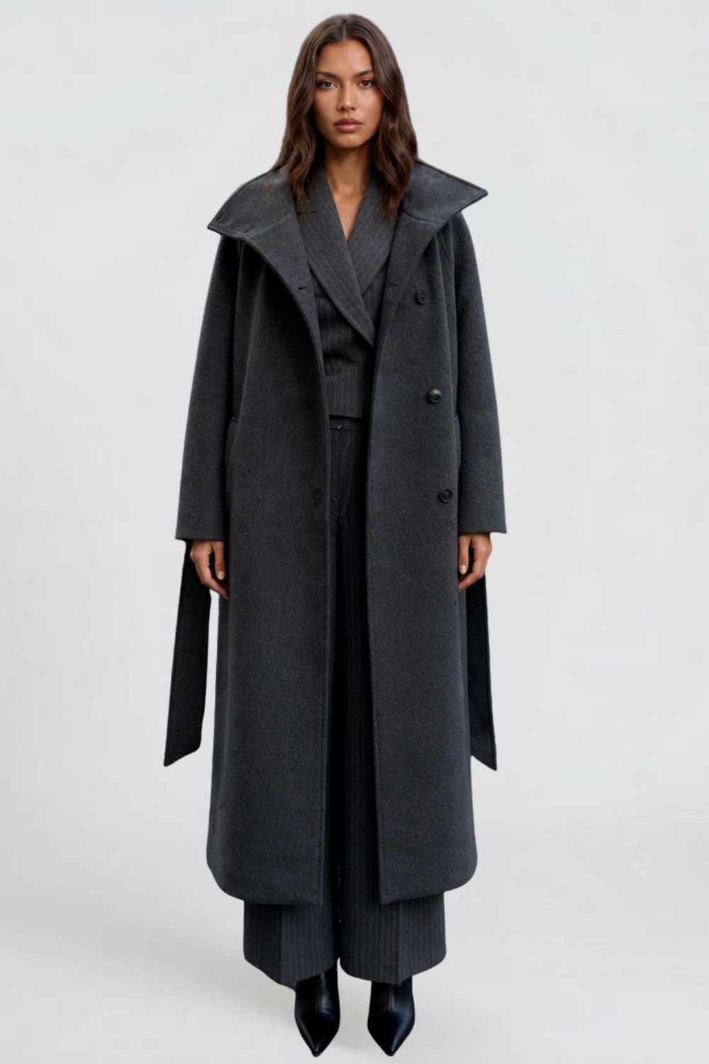 Adriana - wool coat with a belt