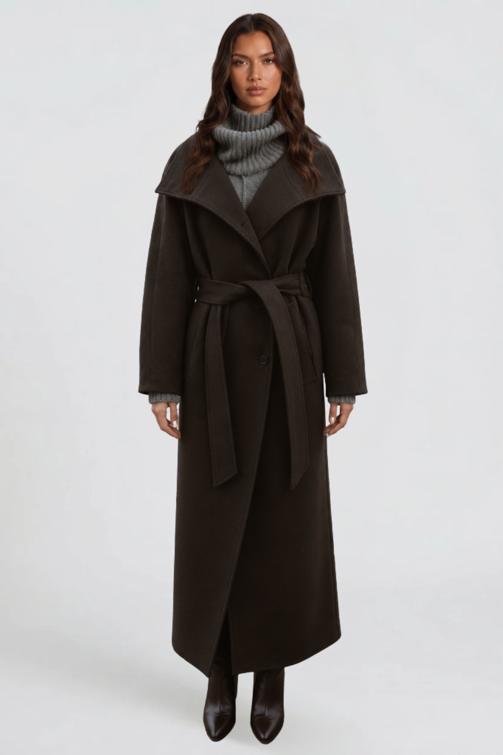Adriana - wool coat with a belt