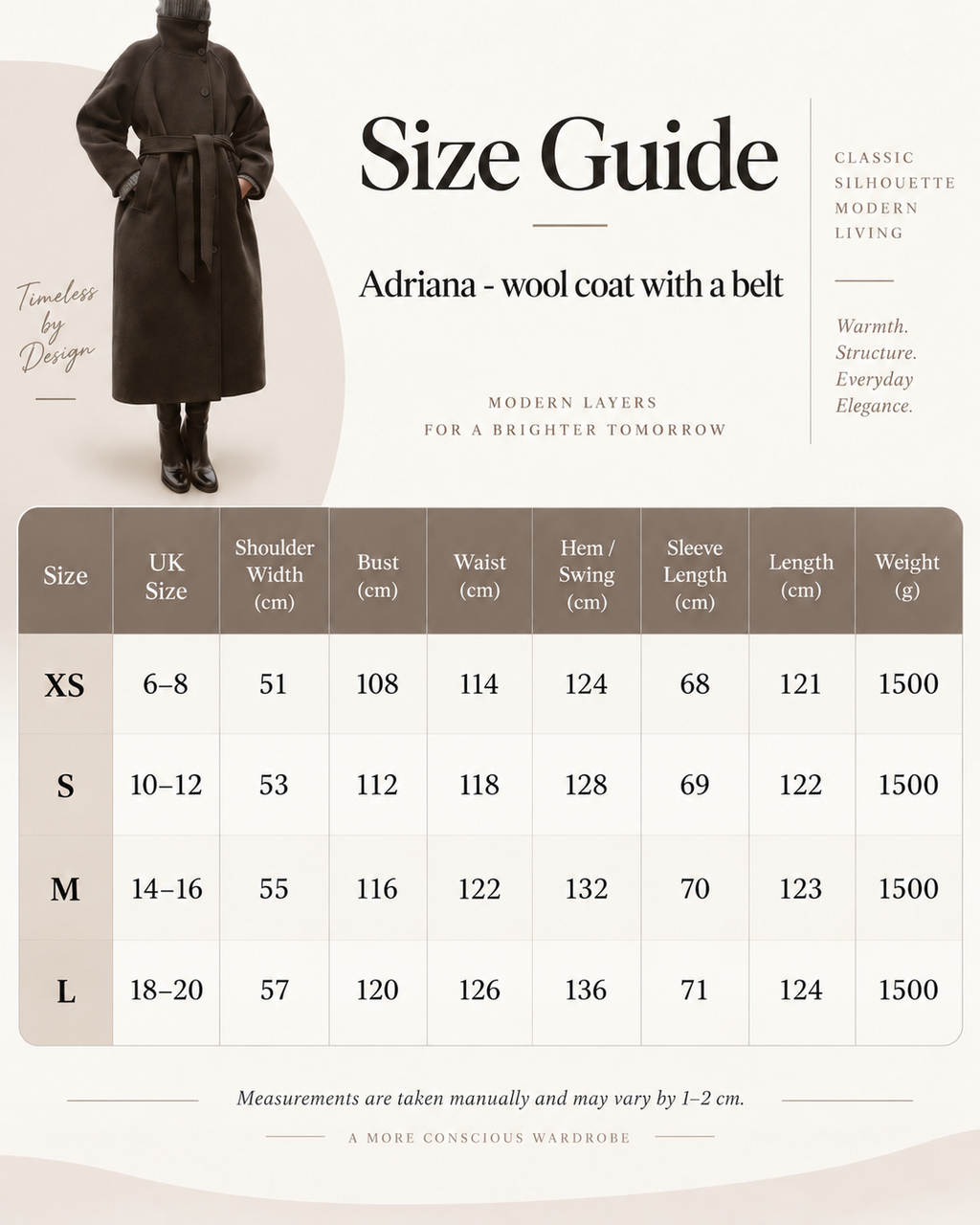 Adriana - wool coat with a belt