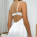 Noryvessa - nuisette in satin and floral lace with an open back
